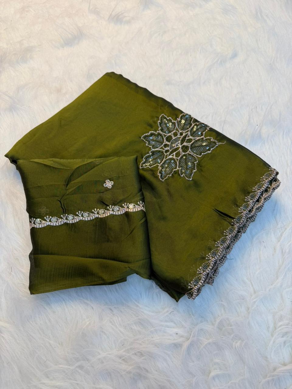Heritage Festive Wear Soft Rangoli Silk Embroidery n Sequence Work Fancy Saree With Blissful Blouse