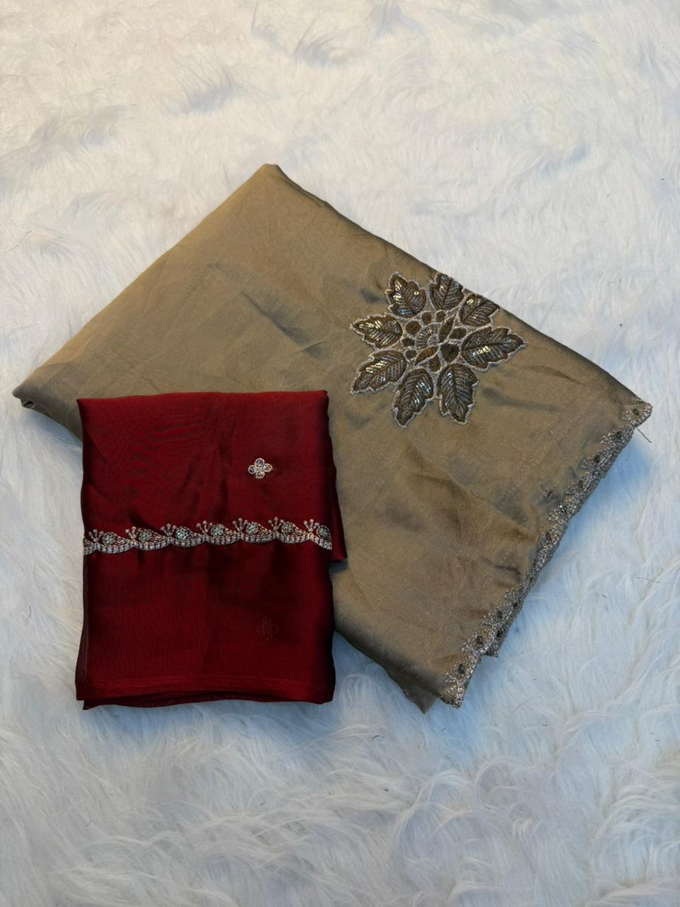 Heritage Festive Wear Soft Rangoli Silk Embroidery n Sequence Work Fancy Saree With Blissful Blouse