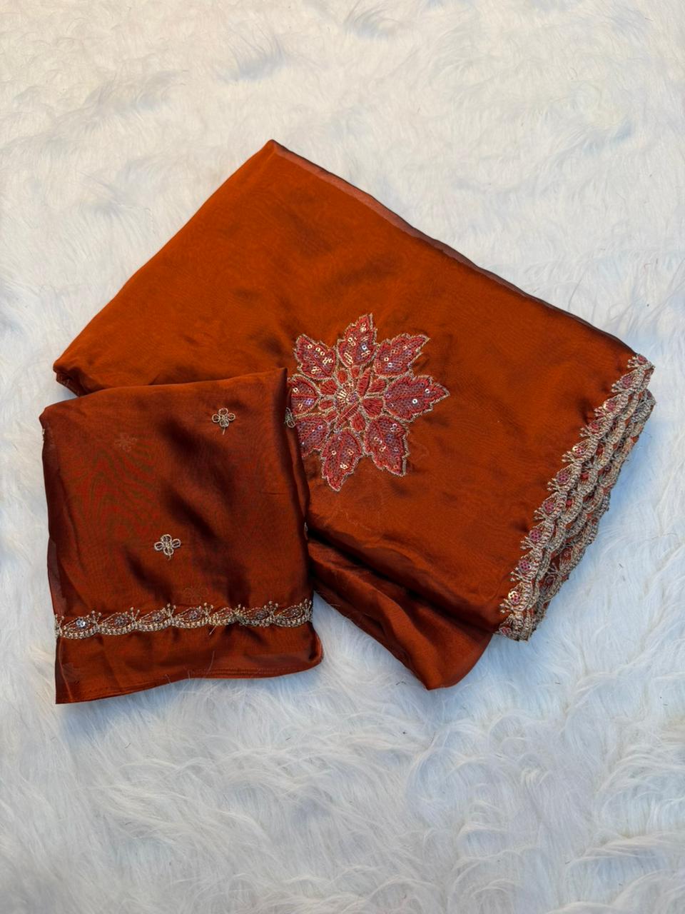 Heritage Festive Wear Soft Rangoli Silk Embroidery n Sequence Work Fancy Saree With Blissful Blouse