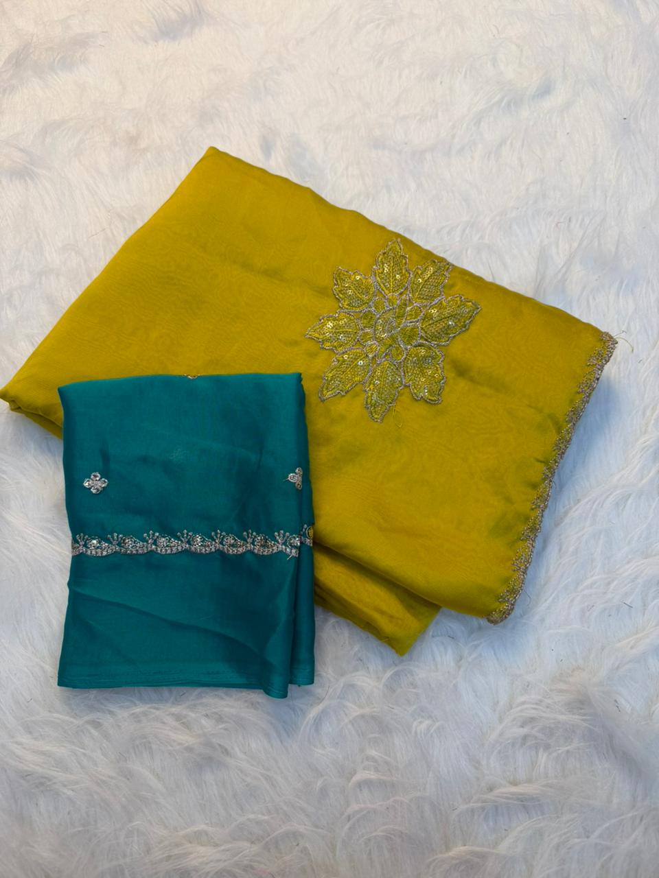 Heritage Festive Wear Soft Rangoli Silk Embroidery n Sequence Work Fancy Saree With Blissful Blouse