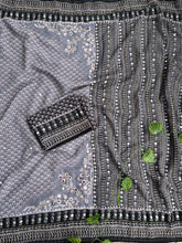 Load image into Gallery viewer, Blissful Party Wear Georgette Jacquard Zari n Mirror Work Border Fancy Saree With Blouse Piece
