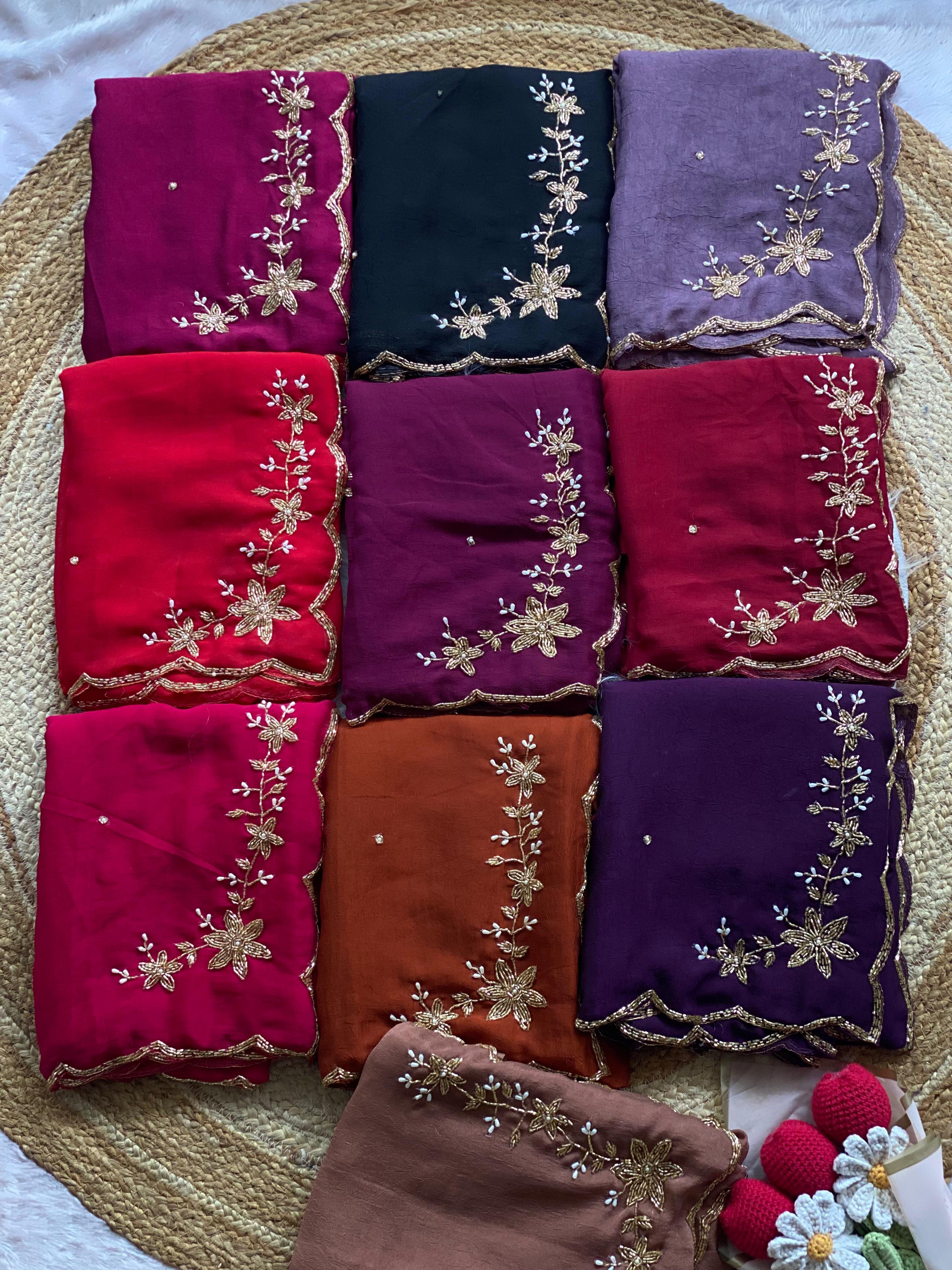 Glamorous Wedding Wear Soft Crush Silk Handwork Butta Fancy Designer Saree For Occasion