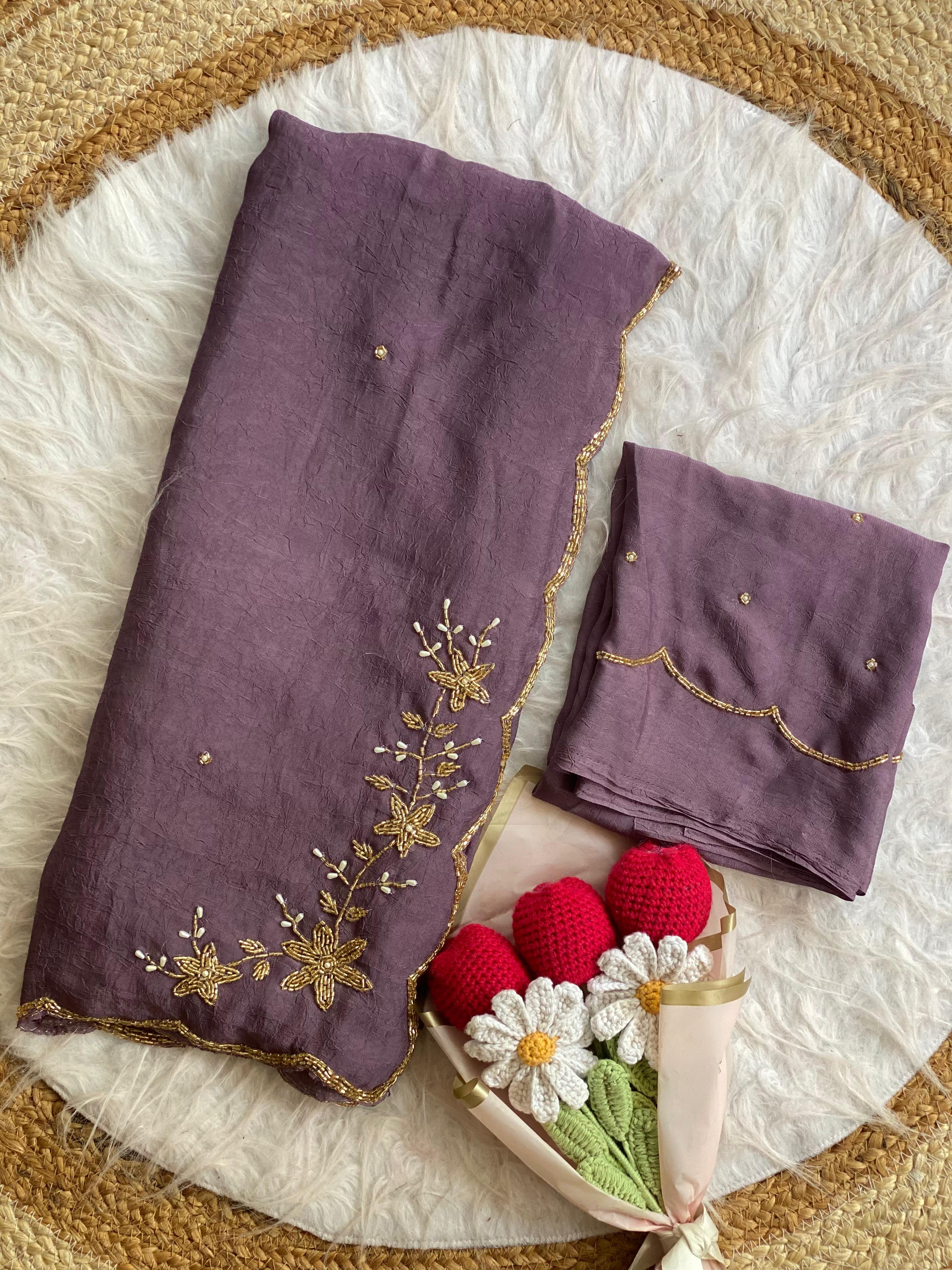 Glamorous Wedding Wear Soft Crush Silk Handwork Butta Fancy Designer Saree For Occasion