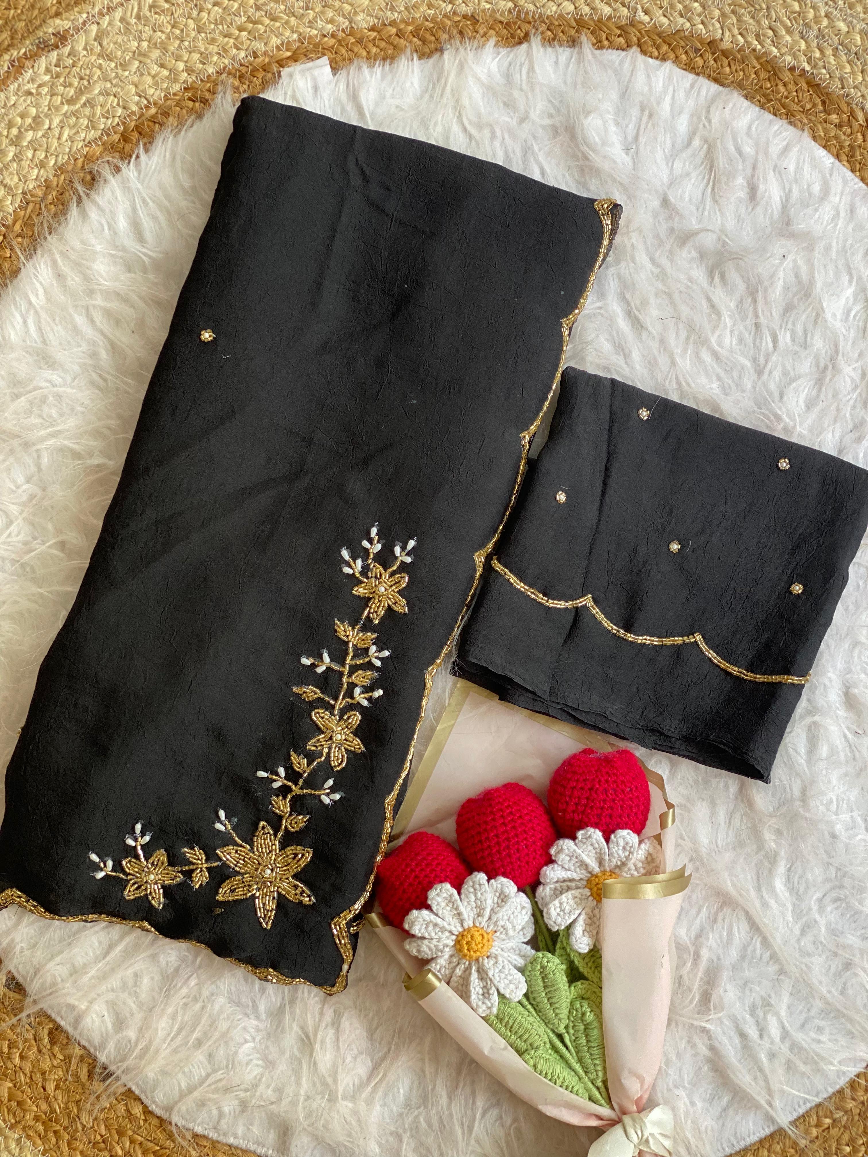 Glamorous Wedding Wear Soft Crush Silk Handwork Butta Fancy Designer Saree For Occasion