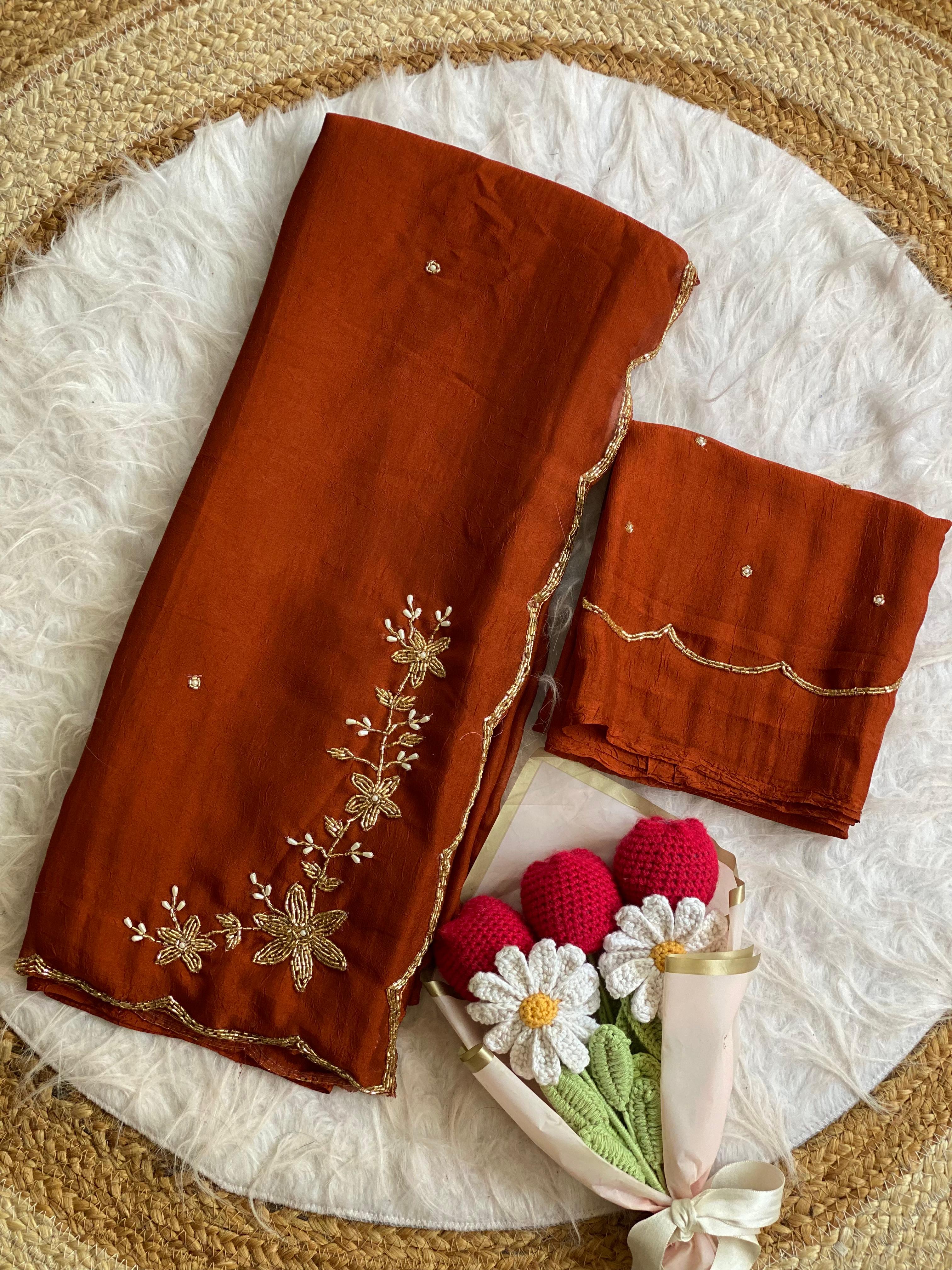 Glamorous Wedding Wear Soft Crush Silk Handwork Butta Fancy Designer Saree For Occasion