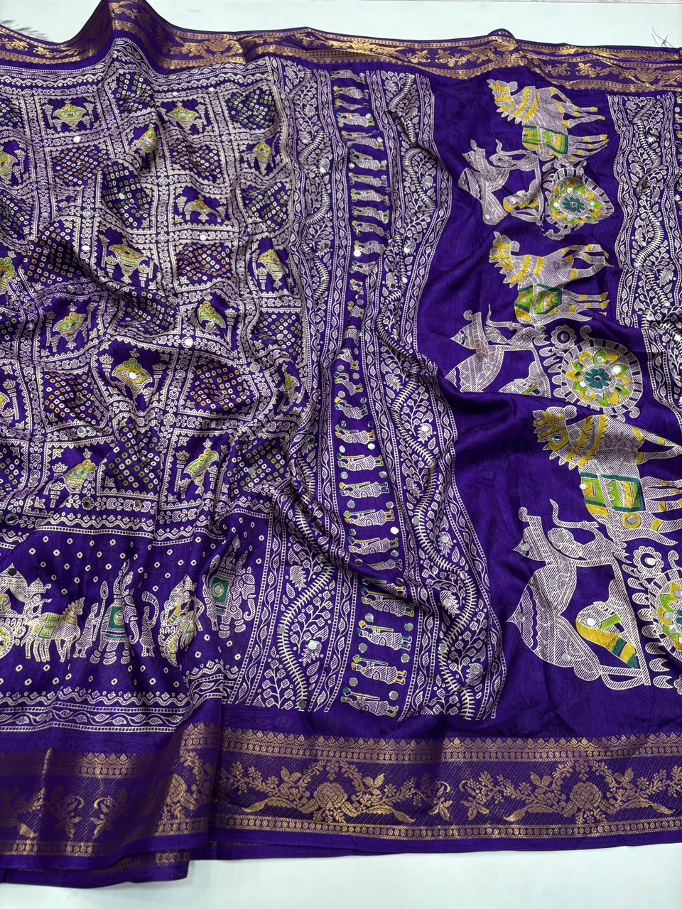 Marvellous Party Wear Pure Soft Dola Silk Printed Rich Pallu n Mirror Work Fancy Saree For Women