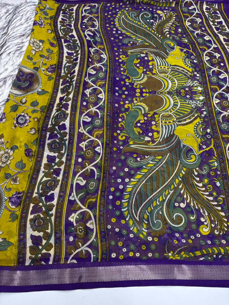 Mellfluous Festive Wear Pure Soft Georgette Rich Pallu Print Design Saree With Blouse Piece