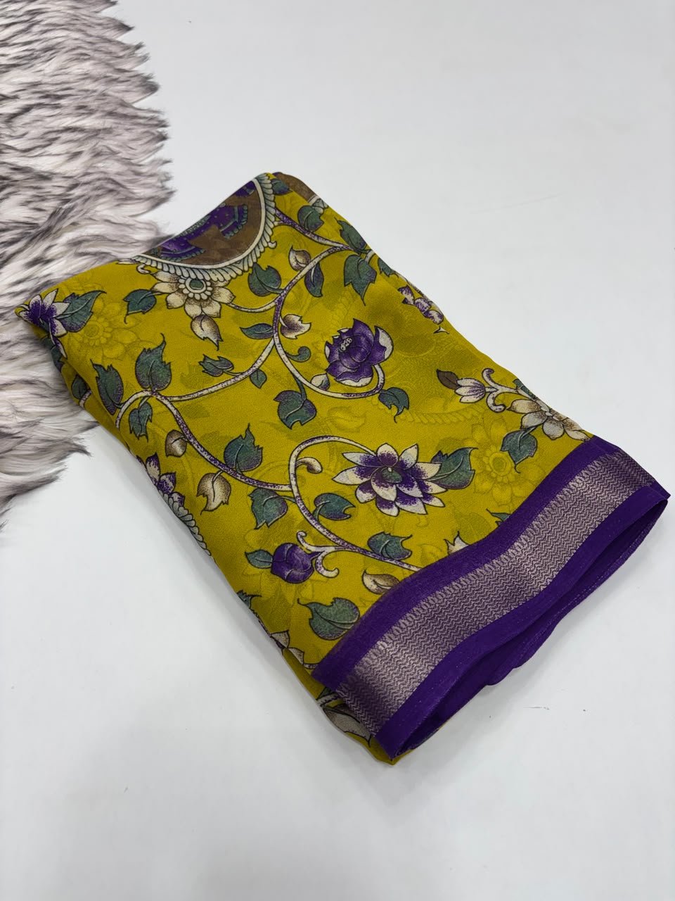 Mellfluous Festive Wear Pure Soft Georgette Rich Pallu Print Design Saree With Blouse Piece