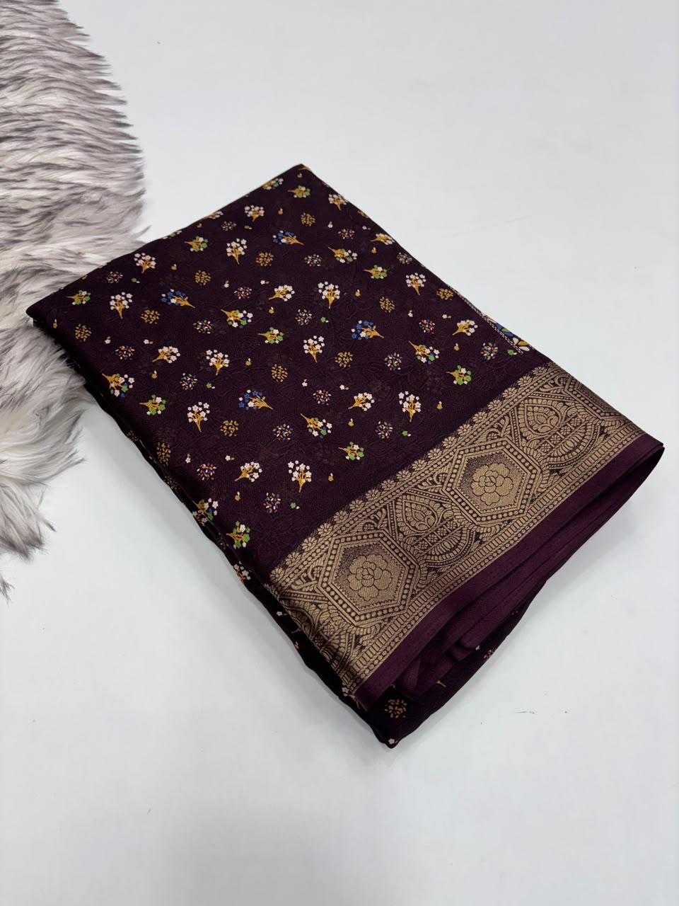 Adorning Party Wear Pure Soft Dola Silk Jacquard Border Rich Pallu Print Design Saree With Blouse Piece