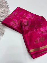 Load image into Gallery viewer, Fantabulous Function Wear Pure Soft Dola Silk Jacquard Border Print Rich Pallu Fancy Saree With Blouse Piece
