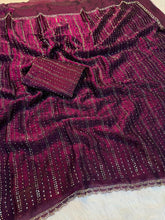 Load image into Gallery viewer, Glamorous Wedding Wear Satin Silk Beads n Siroski Work Designer Saree With Blouse Piece
