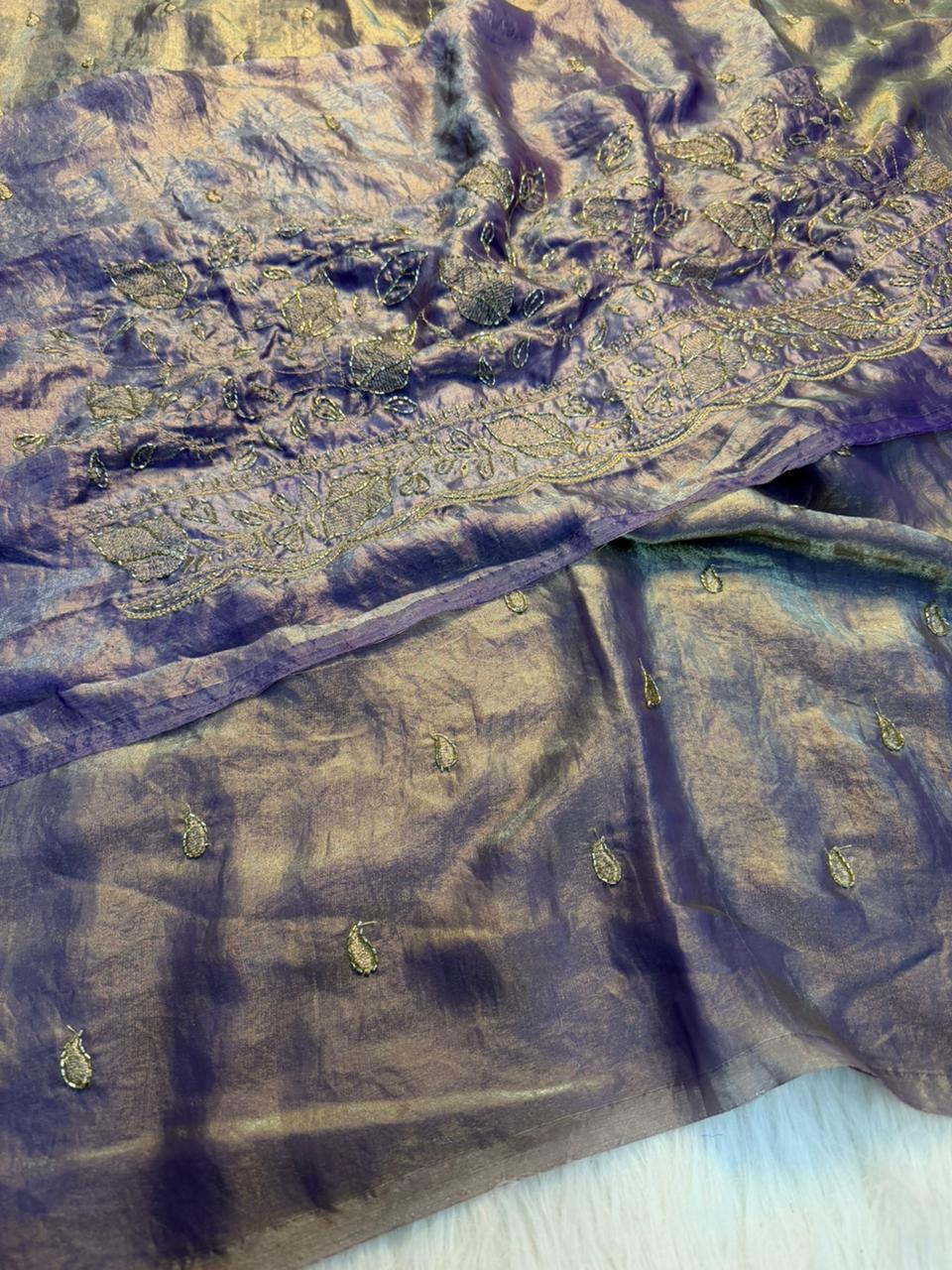 Quintessential Party Wear Satin Silk Sequence n Beads Work Fancy Saree With Blissful Blouse Piece