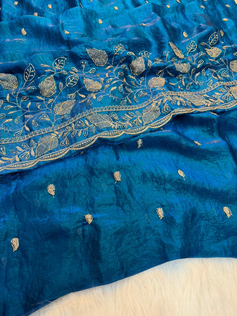 Quintessential Party Wear Satin Silk Sequence n Beads Work Fancy Saree With Blissful Blouse Piece