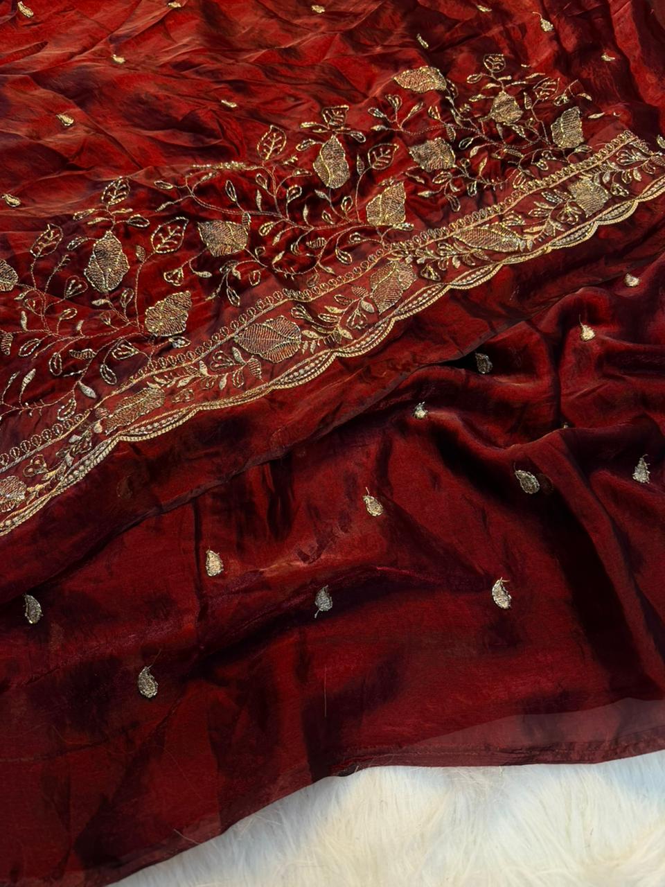 Quintessential Party Wear Satin Silk Sequence n Beads Work Fancy Saree With Blissful Blouse Piece