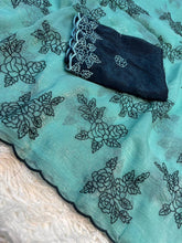 Load image into Gallery viewer, Gorgeous Party Wear Crunchy Silk Embroidery Work Fancy Saree With Contrast Blouse Piece
