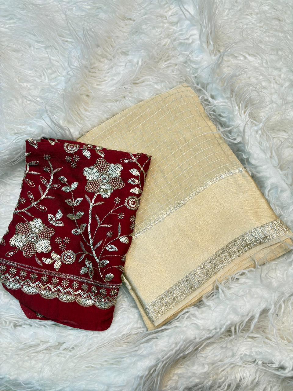 Desirable Festive Wear Pure Viscose Georgette Zari Weaving Work Saree With Heavy Blouse Piece