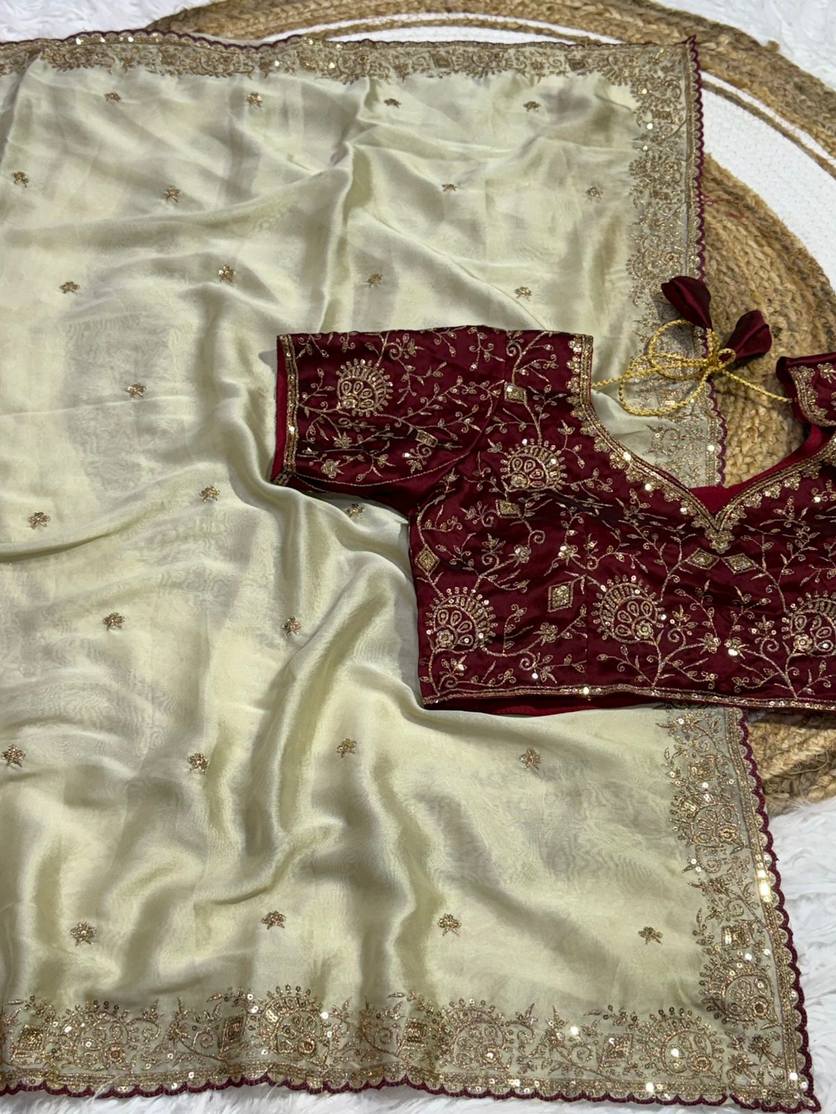 Divine Function Wear Soft Rangoli Silk Heavy Embroidery Work Designer Saree With Contrast Blouse Piece