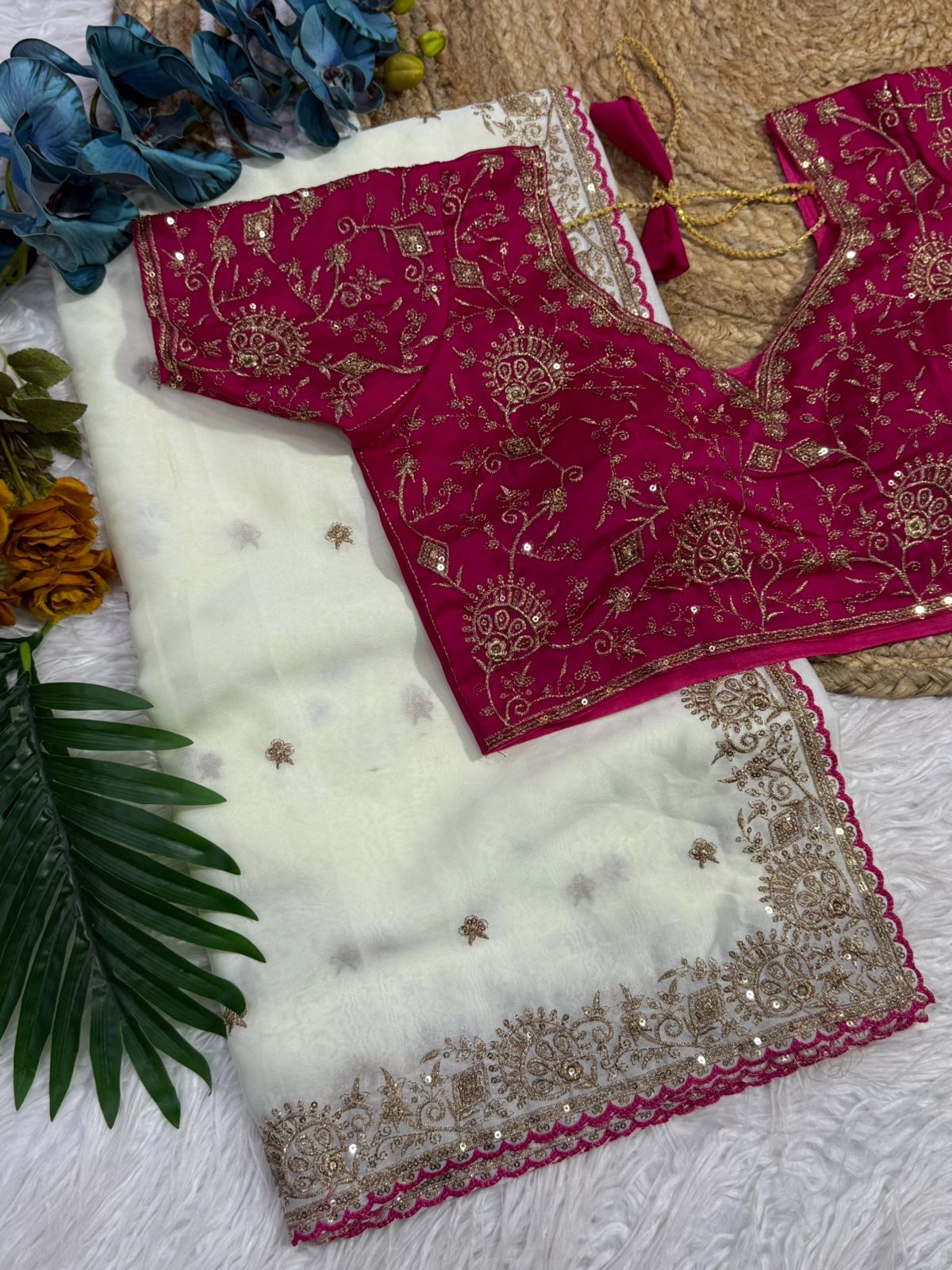 Divine Function Wear Soft Rangoli Silk Heavy Embroidery Work Designer Saree With Contrast Blouse Piece