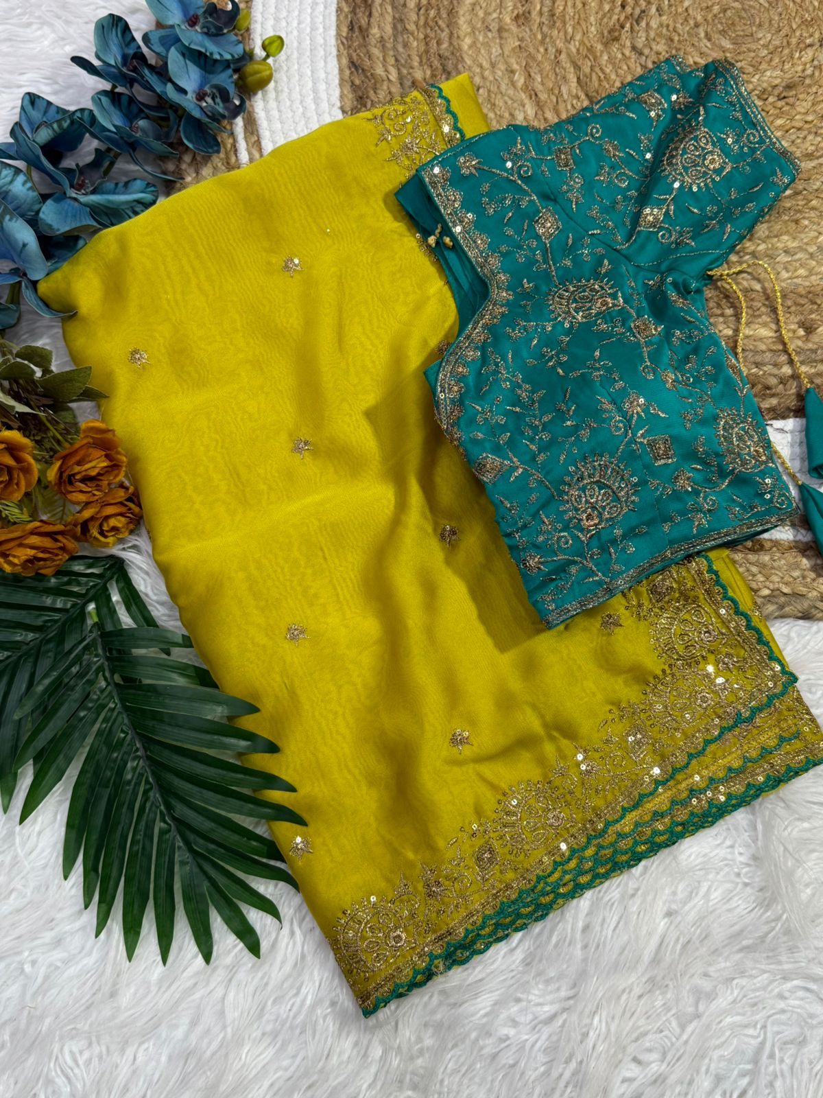 Divine Function Wear Soft Rangoli Silk Heavy Embroidery Work Designer Saree With Contrast Blouse Piece