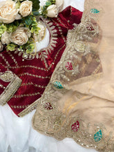 Load image into Gallery viewer, Heritage Function Wear Silk Embroidery n Sequence Work Heavy Border Saree With Stitched Blouse
