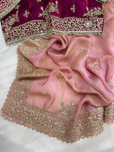 Load image into Gallery viewer, Quintessential Party Wear Silk Embroidery n Sequence Work Heavy Border Saree With Stitched Blouse
