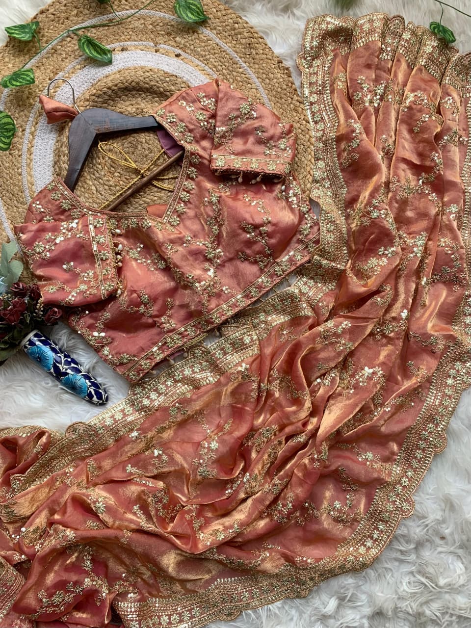 Exuberant Festive Wear Soft Silk Embroidery n Sequence Work Designer Saree With Stitched Blouse
