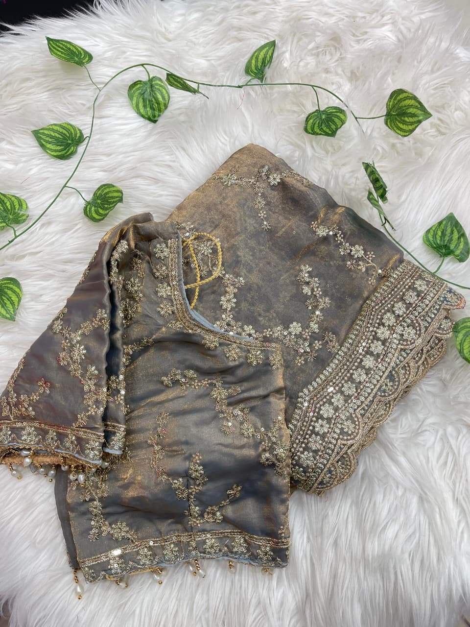 Exuberant Festive Wear Soft Silk Embroidery n Sequence Work Designer Saree With Stitched Blouse