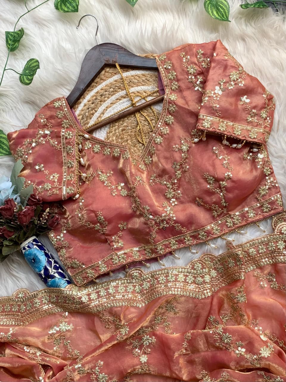 Exuberant Festive Wear Soft Silk Embroidery n Sequence Work Designer Saree With Stitched Blouse
