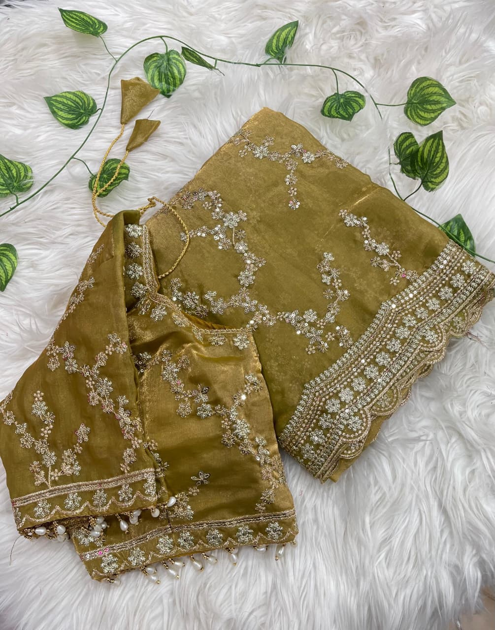 Exuberant Festive Wear Soft Silk Embroidery n Sequence Work Designer Saree With Stitched Blouse