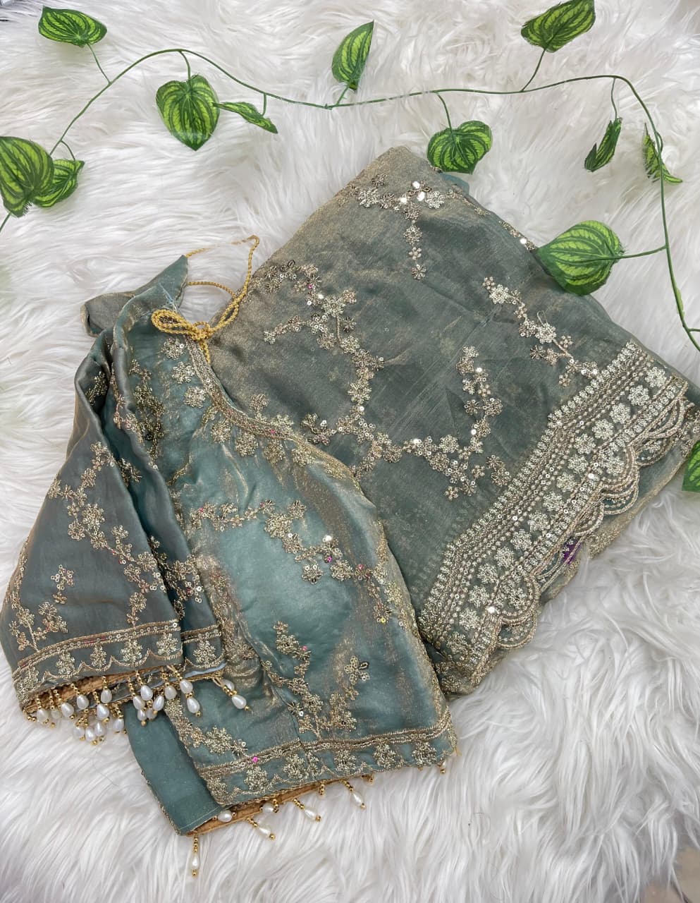 Exuberant Festive Wear Soft Silk Embroidery n Sequence Work Designer Saree With Stitched Blouse