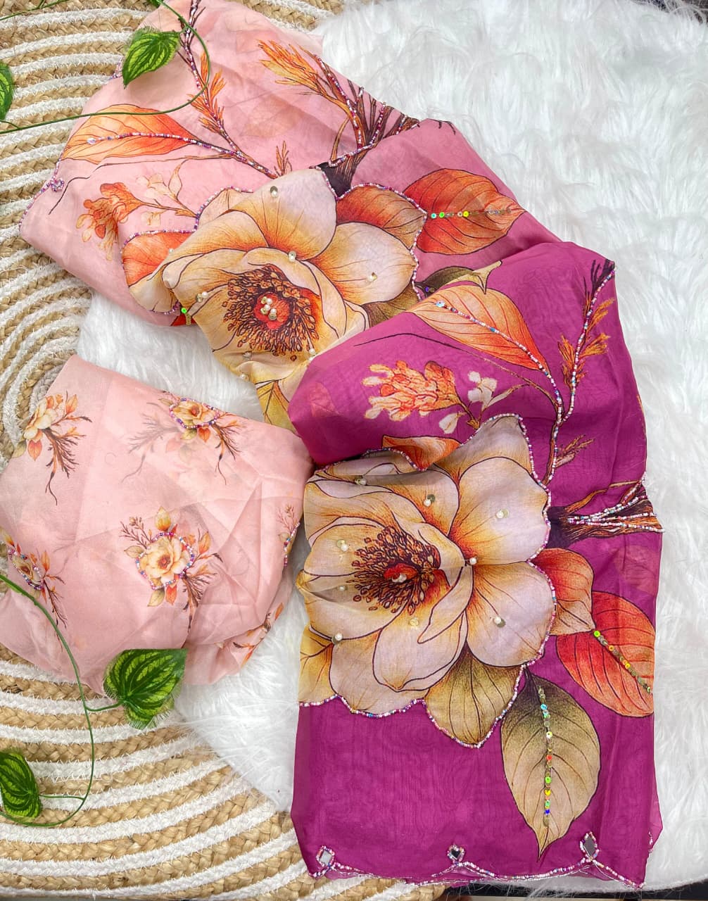 Incomparable Party Wear Soft Silk Printed n Hand Work Fancy Saree With Blissful Blouse Piece