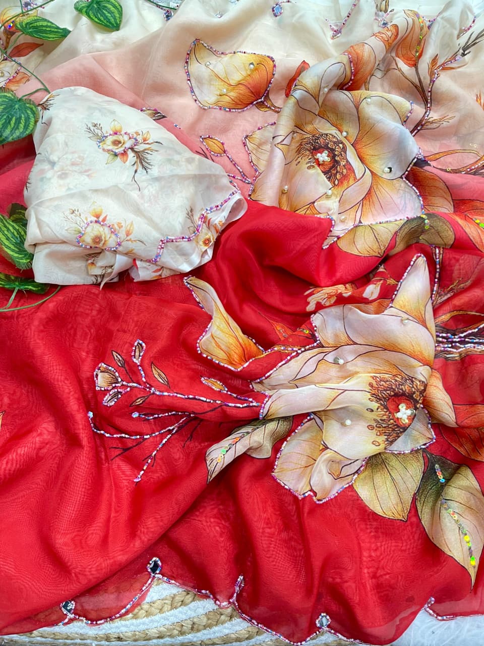 Incomparable Party Wear Soft Silk Printed n Hand Work Fancy Saree With Blissful Blouse Piece