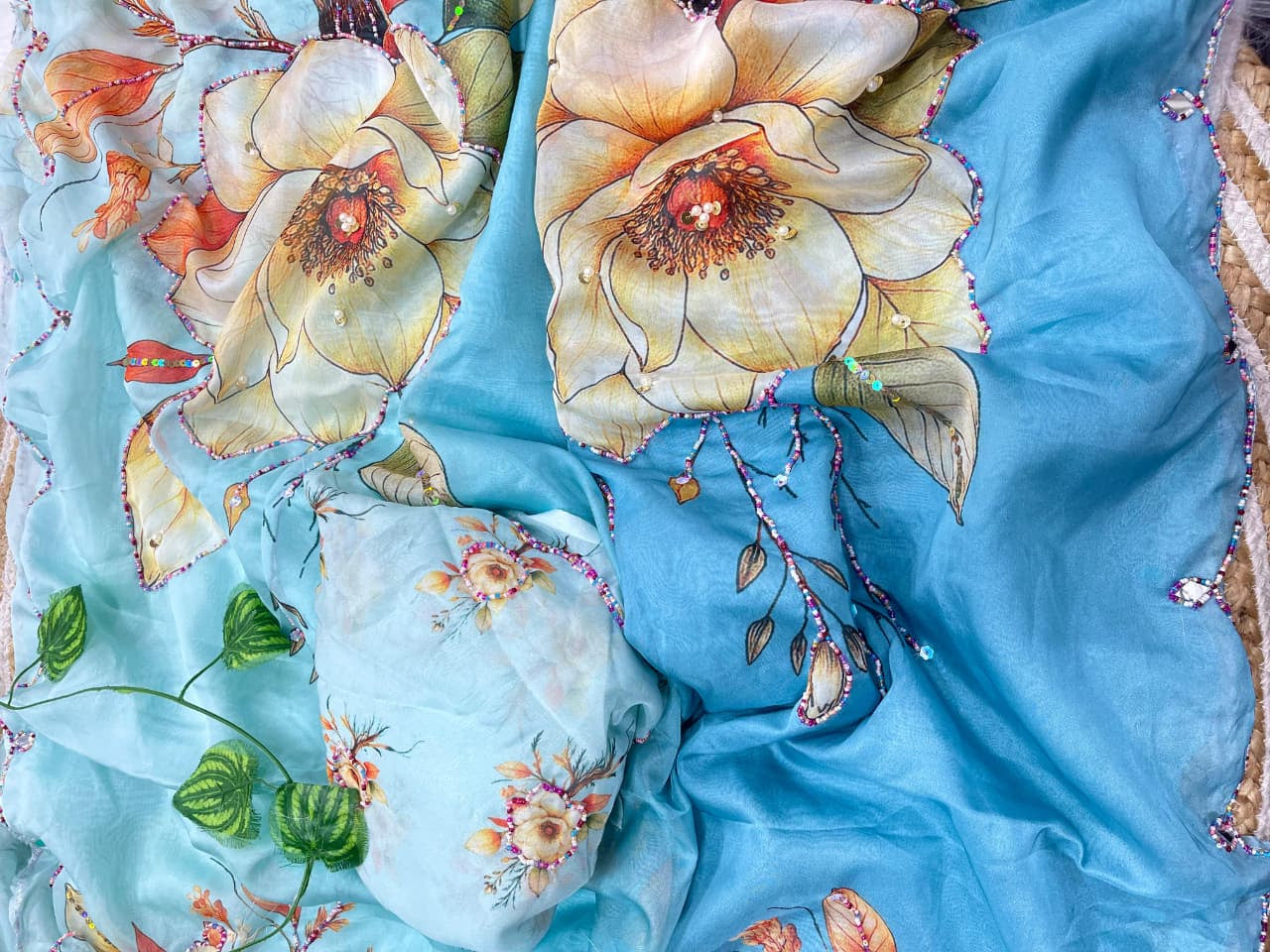 Incomparable Party Wear Soft Silk Printed n Hand Work Fancy Saree With Blissful Blouse Piece