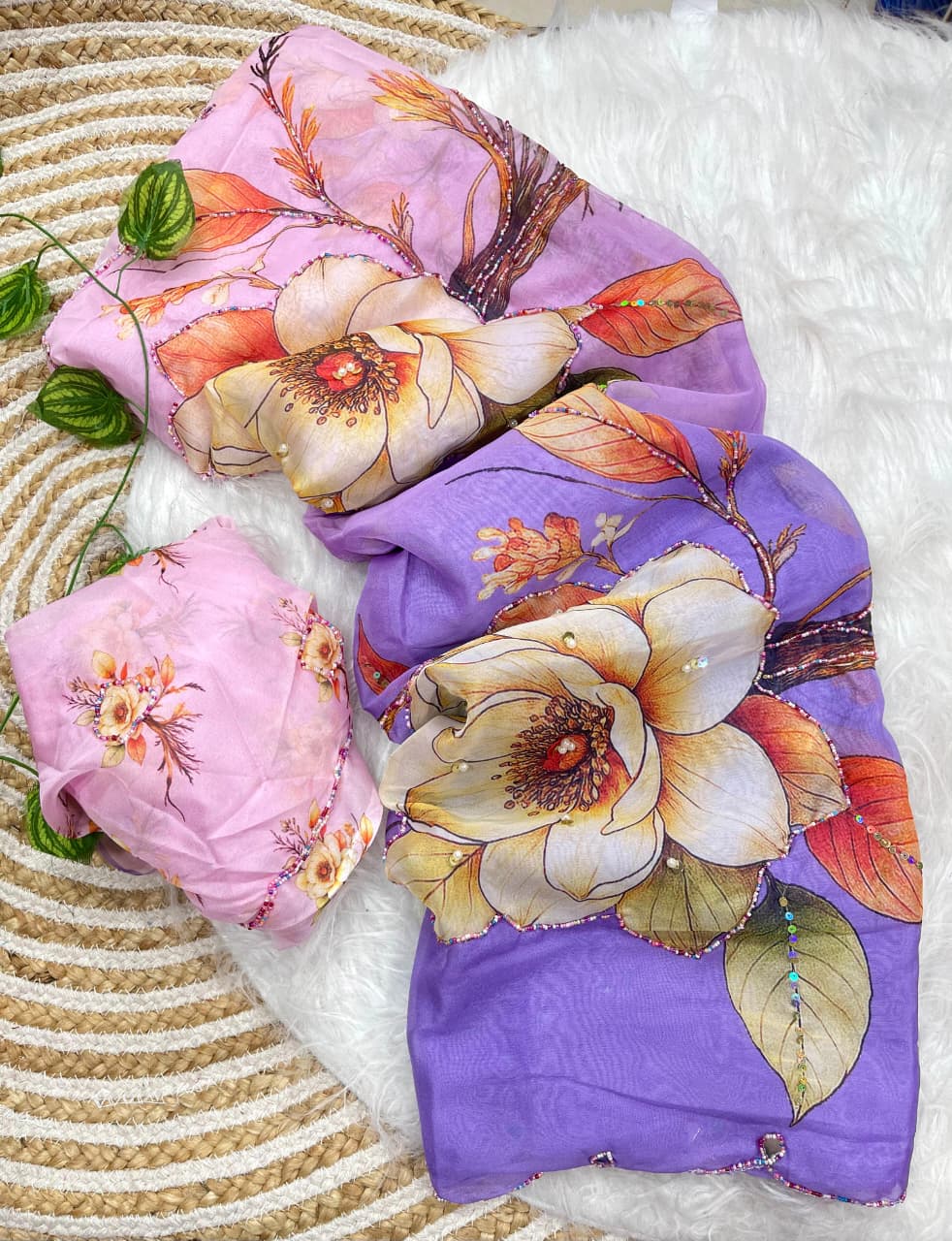Incomparable Party Wear Soft Silk Printed n Hand Work Fancy Saree With Blissful Blouse Piece