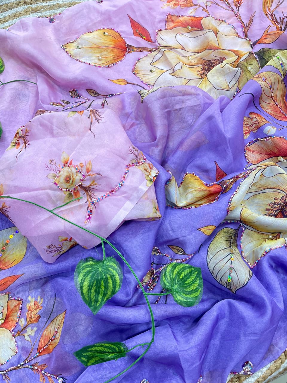 Incomparable Party Wear Soft Silk Printed n Hand Work Fancy Saree With Blissful Blouse Piece