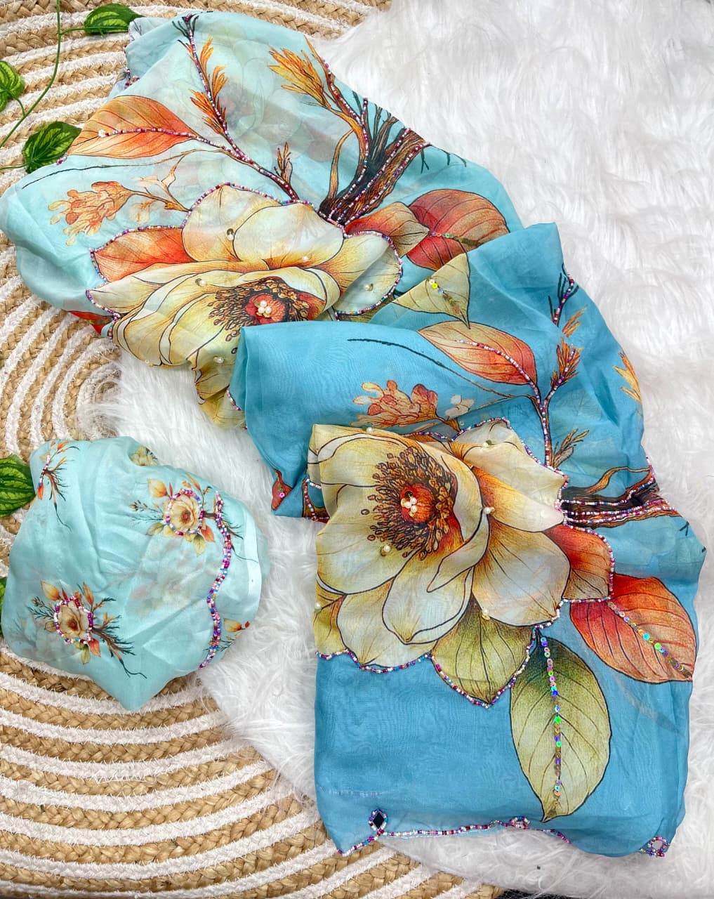 Incomparable Party Wear Soft Silk Printed n Hand Work Fancy Saree With Blissful Blouse Piece