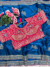 Load image into Gallery viewer, Charismatic Function Wear Silk Embroidery n Sequence Work Heavy Border Saree With Stitched Blouse
