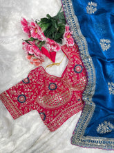 Load image into Gallery viewer, Charismatic Function Wear Silk Embroidery n Sequence Work Heavy Border Saree With Stitched Blouse
