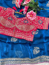 Load image into Gallery viewer, Charismatic Function Wear Silk Embroidery n Sequence Work Heavy Border Saree With Stitched Blouse
