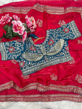 Load image into Gallery viewer, Charismatic Function Wear Silk Embroidery n Sequence Work Heavy Border Saree With Stitched Blouse
