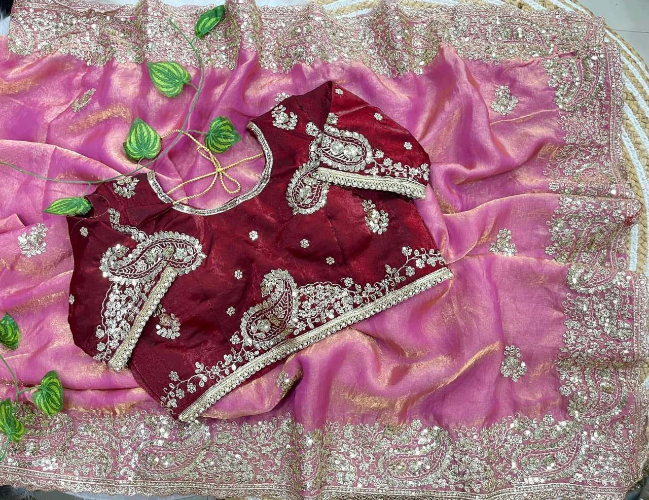Elegant Wedding Wear Satin Silk Heavy Embroidery n Aarco Work Fancy Designer Saree With Stitched Blouse