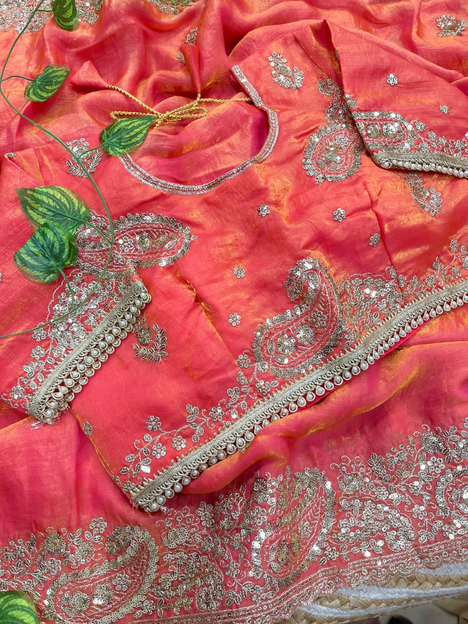Elegant Wedding Wear Satin Silk Heavy Embroidery n Aarco Work Fancy Designer Saree With Stitched Blouse