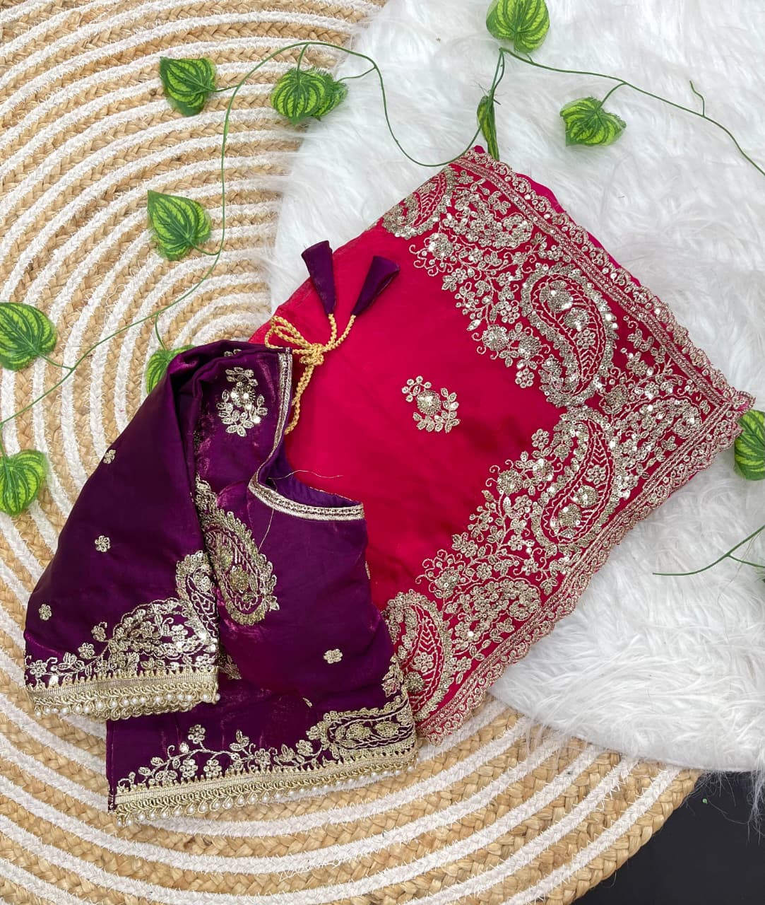 Elegant Wedding Wear Satin Silk Heavy Embroidery n Aarco Work Fancy Designer Saree With Stitched Blouse