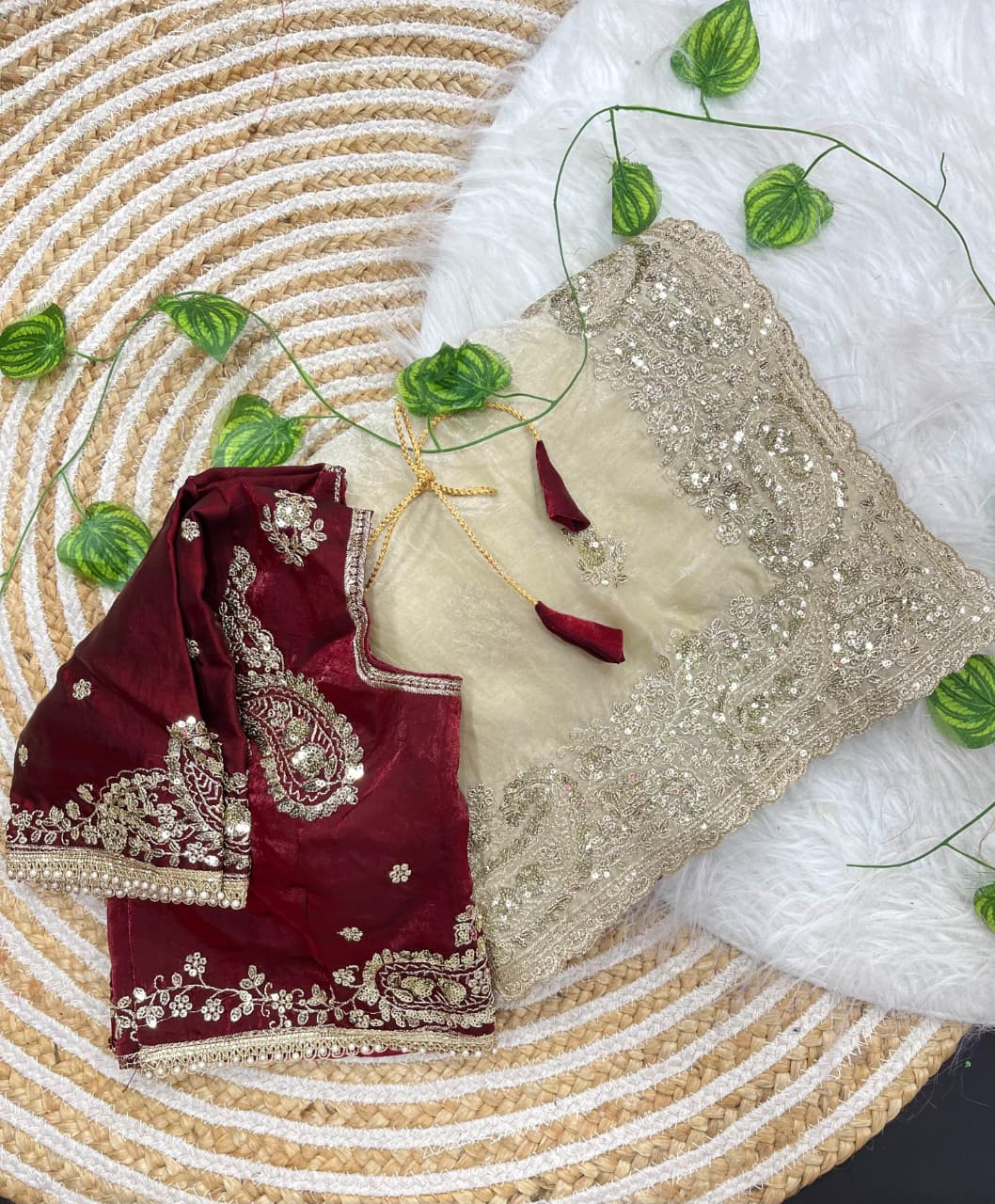 Elegant Wedding Wear Satin Silk Heavy Embroidery n Aarco Work Fancy Designer Saree With Stitched Blouse