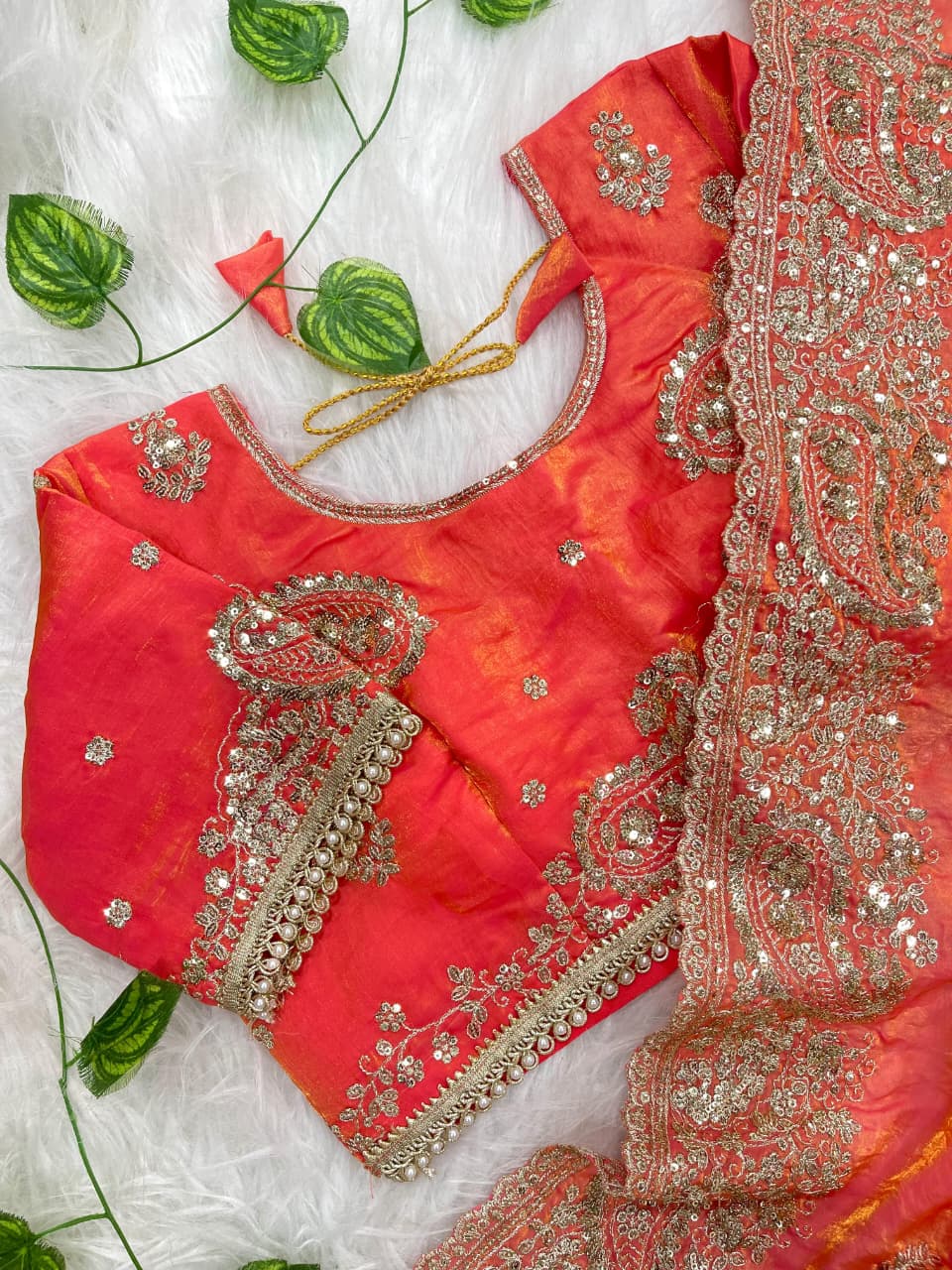 Elegant Wedding Wear Satin Silk Heavy Embroidery n Aarco Work Fancy Designer Saree With Stitched Blouse