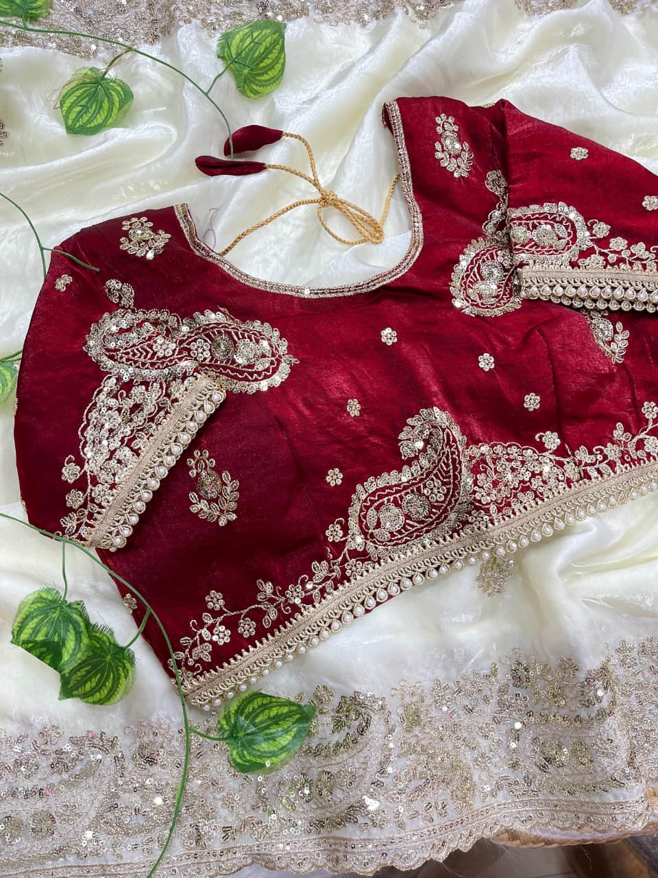 Elegant Wedding Wear Satin Silk Heavy Embroidery n Aarco Work Fancy Designer Saree With Stitched Blouse