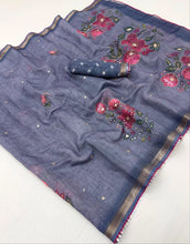 Load image into Gallery viewer, Alverina Party Wear Soft Cotton Digital Print Mirror Work Fancy Saree With Blissful Blouse Piece
