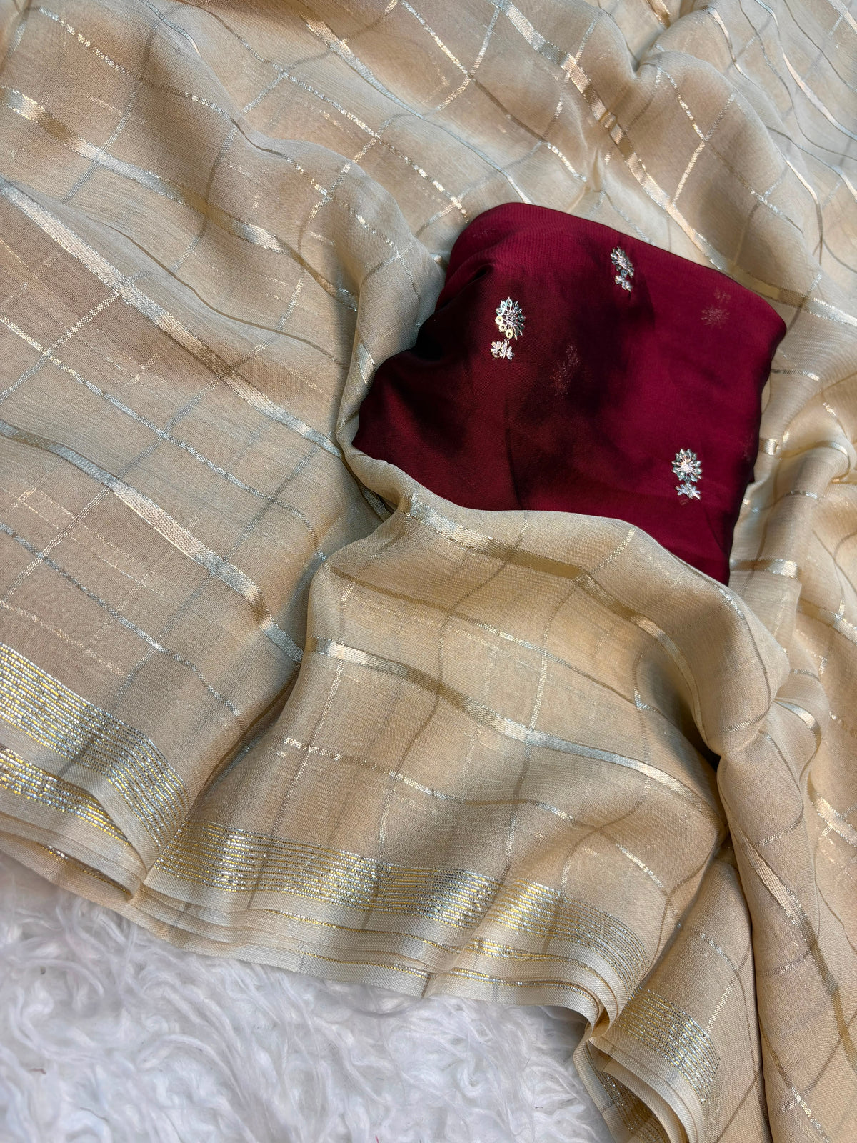 Traditional Festive Wear Pure Viscose Georgette Sequence Work Designer Saree With Contrast Blouse Piece