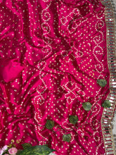 Load image into Gallery viewer, Breathtaking Party Wear Pure Satin Silk Ajrak Printed Rich Pallu n Mirror Work Designer Saree
