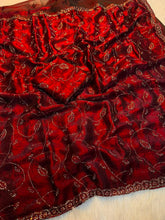 Load image into Gallery viewer, Redolent Wedding Wear Silk Embroidery n Siroski Work Designer Saree With Blouse Piece
